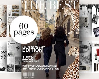Regalo de cumpleaños para tu mejor amiga al estilo Vogue, plantilla personalizada de Canva para hermanas, revista editable para mejores amigas, recuerdo de cumpleaños personalizado (descarga digital).