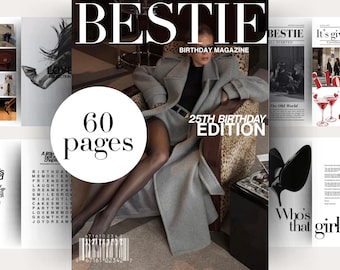 Plantilla de revista Vogue para tu mejor amiga, regalo personalizado de Canva, recuerdo de cumpleaños editable para tu mejor amiga y hermana, regalo fotográfico personalizado para tu mejor amiga.