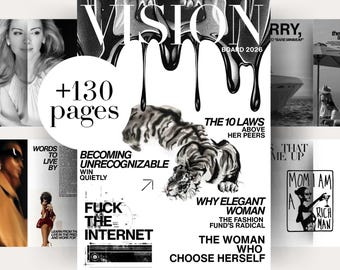 Vision Planner Magazine Template, Canva Goal Setting Journal, Lifestyle Vision Board Lookbook, Manifestation Editable Digital Workbook