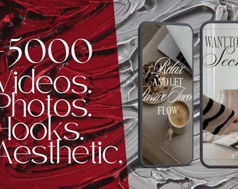 Más de 5300 vídeos estéticos sin rostro, ganchos virales con derechos de reventa y marca privada, y contenido de marketing digital.