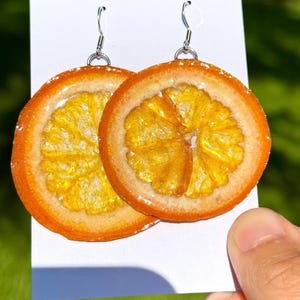 Real Orange Slice Resin Earrings: Handmade Citrus Jewelry