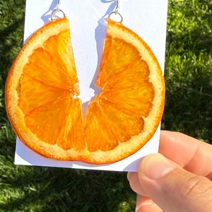 Real Orange Slice Resin Earrings: Handmade Stainless Steel Jewelry