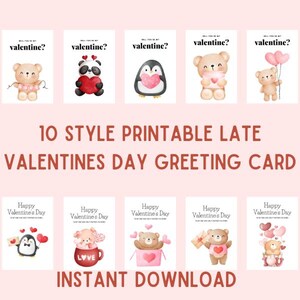 10 Style Printable Valentines Day Card, Gift For Valentines, Gift For Girlfriend, Cute Valentine Card, Adorable Gift Idea, Pretty Gift Idea