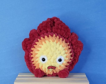 Fire Demon Calcifer Plushie, Amigurumi, Crochet, Studio Ghibli, Chibi