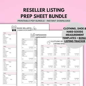 Reseller Listing Template Bundle Clothing Shoe & Hard Goods Measurement Forms  Printable PDF for eBay Poshmark Mercari Sellers Listing Guide