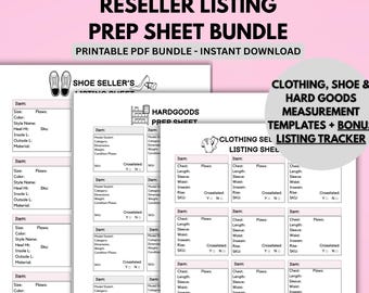 Reseller Listing Template Bundle Clothing Shoe & Hard Goods Measurement Forms  Printable PDF for eBay Poshmark Mercari Sellers Listing Guide
