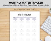 Water Intake Tracker Printable Daily Hydration Log Monthly Wellness Habit Tracker Digital PDF Self Care Journal Planner Sheet