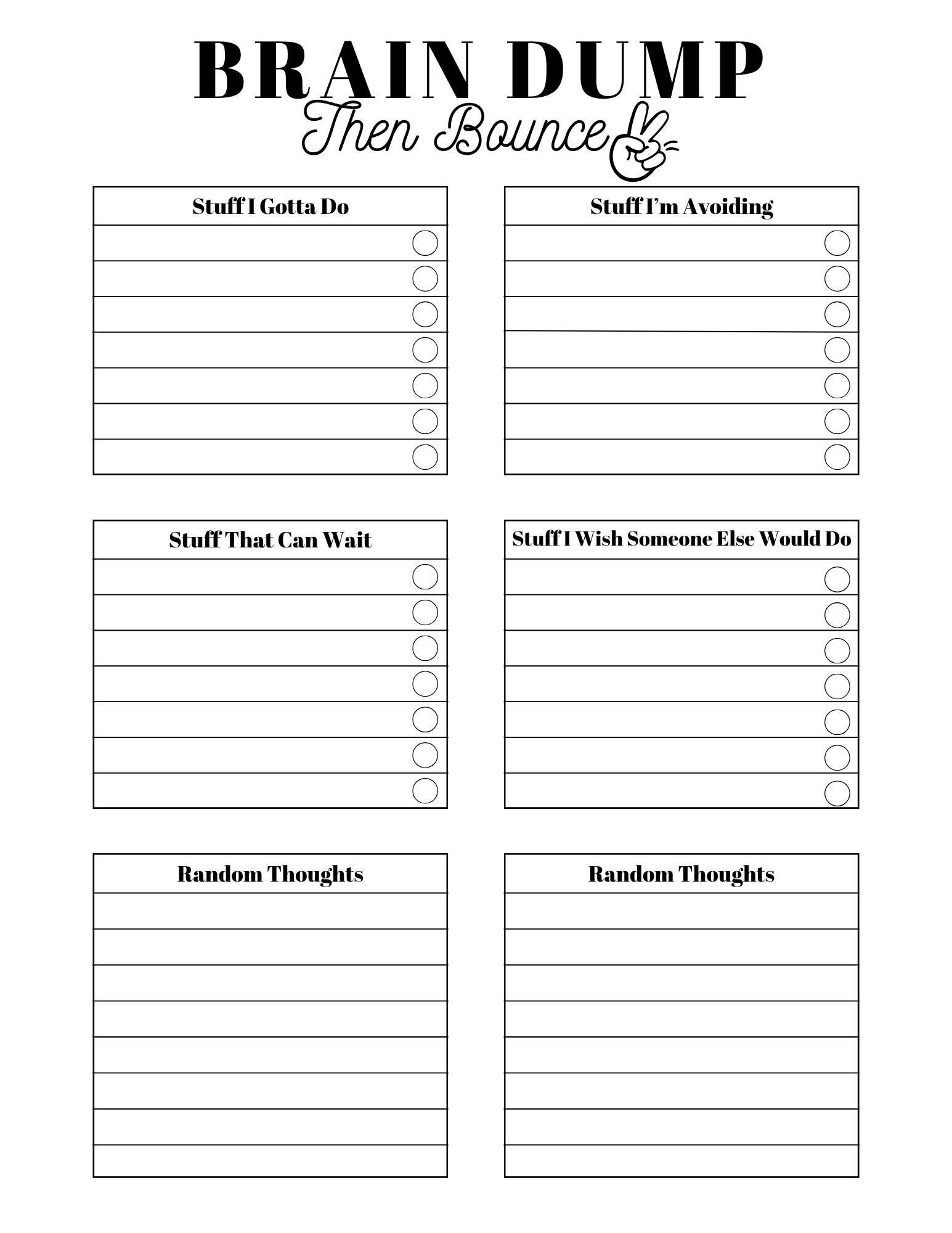 Brain Dump Printable Sheet Mental Declutter PDF for Overthinkers Busy ...