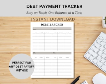 Debt Tracker Printable PDF | Debt Payoff Worksheet | Budget Planner Insert | Financial Goal Tracker | Budgeting Template