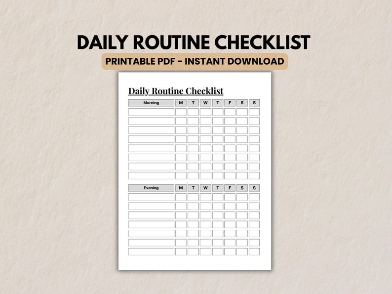 Daily Routine Checklist Printable Morning Evening Routine Chart Kids ...