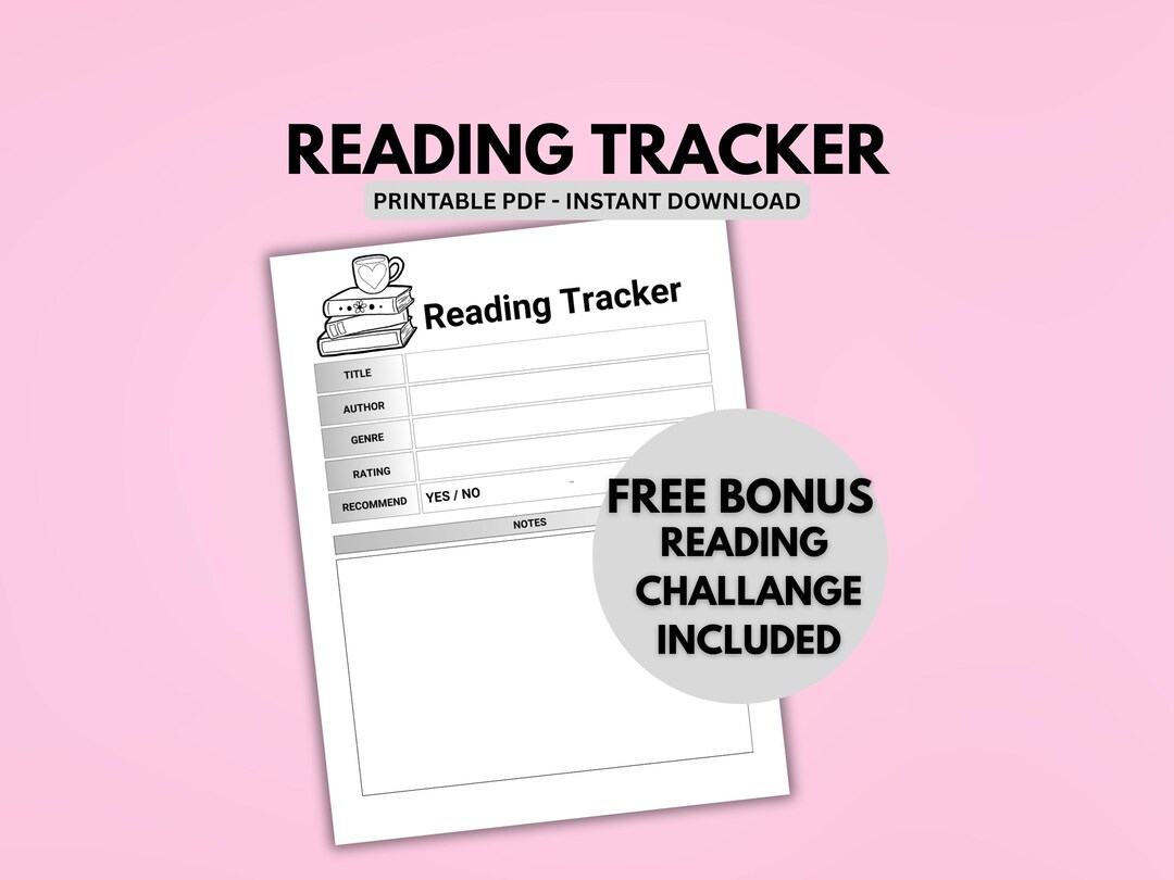 Reading Tracker Printable PDF, Book Journal Page, Book Review Log ...