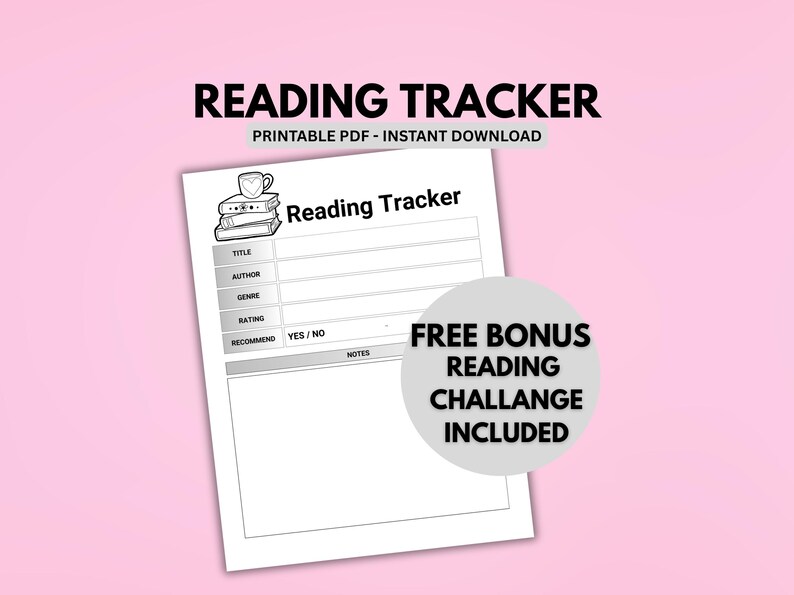 Reading Tracker Printable PDF, Book Journal Page, Book Review Log ...