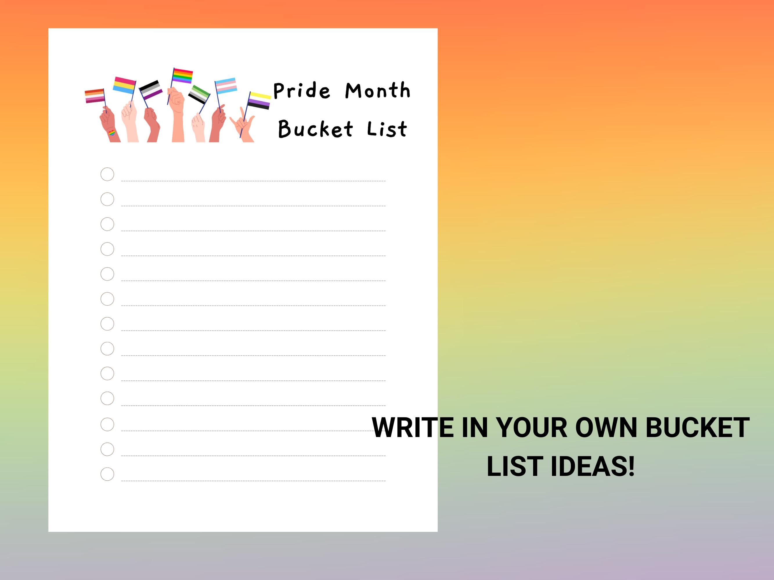 Pride Month Bucket List Printable PDF LGBTQ+ Celebration Activity ...