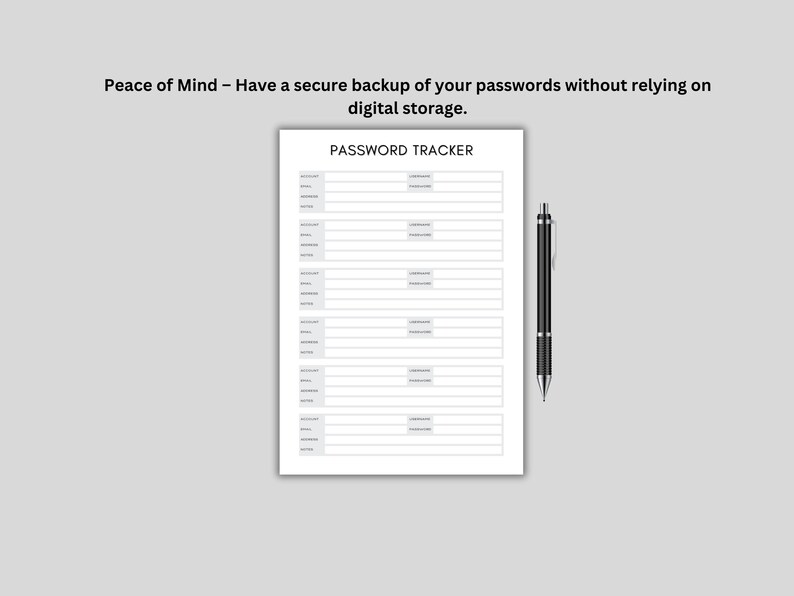Password Tracker Printable PDF Account Information Log Sheet Website ...