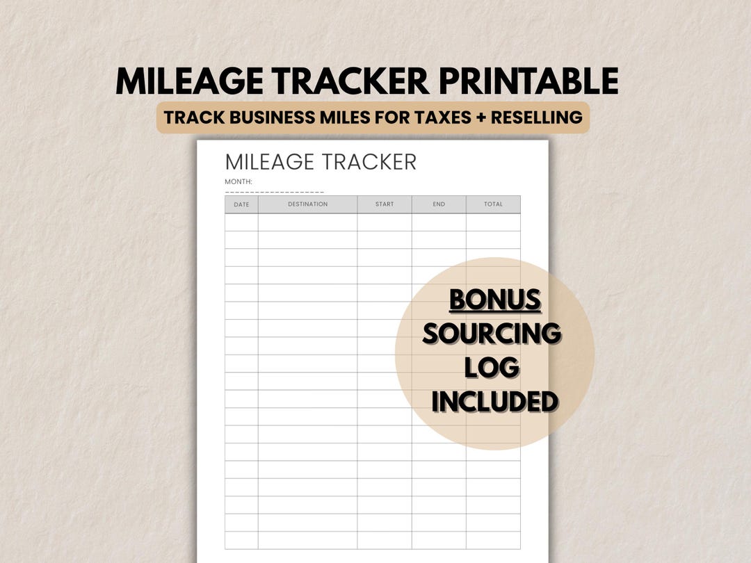 Mileage Log Printable Small Business Mileage Tracker for Taxes Mileage