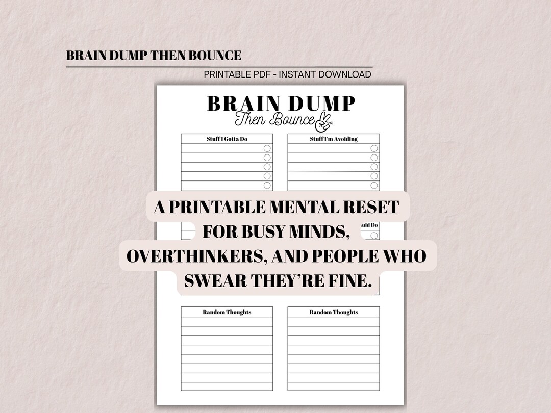 Brain Dump Printable Sheet Mental Declutter PDF for Overthinkers Busy ...