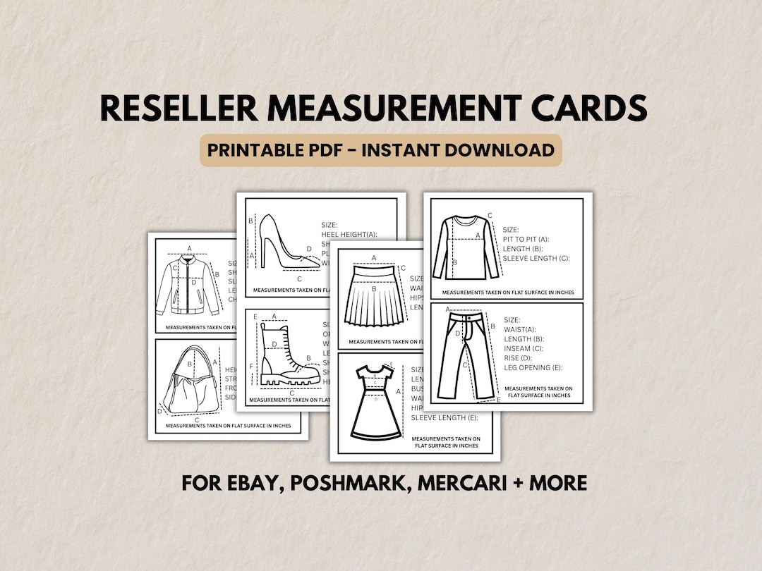 Measure Up Chart In Store Printable Reseller Measurement Cards | Clothing Measurement Guide and ...