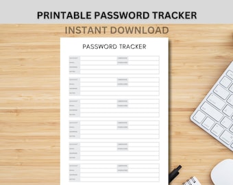 Password Tracker Printable PDF Account Information Log Sheet Website Login Organizer Digital Credentials Template Binder Insert Download