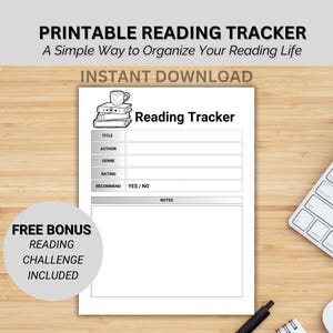 Lese-Tracker, Lesetagebuch, Buch-Tracker, Buchbesprechung, Vorlage für Lesekritiken, Buchjournal, druckbare PDF-Datei