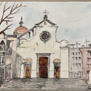 Disegno ad inchiostro e acquerello