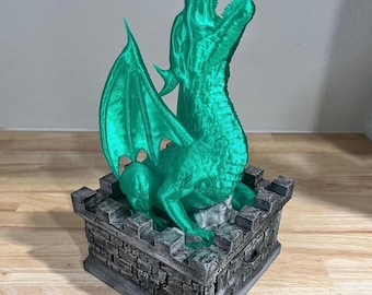 Dragon Dice Tower with Castle Base DnD RPG Tabletop Accessory Castle Dice Box with Drawer