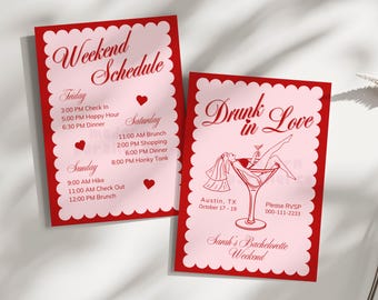 Drunk in Love Bachelorette Invitation Itinerary Modern Bachelorette Vegas Bachelorette Printable Martini Hen Party Editable Template