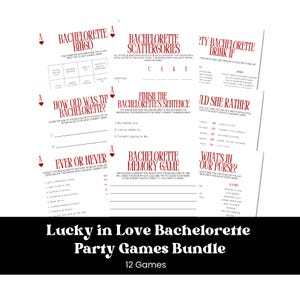 Lucky In Love Bachelorette Party Game Bundle Las Vegas Themed Bach Party Hen Party Casino Party Games Editable Canva Template Girl&#39;s Night