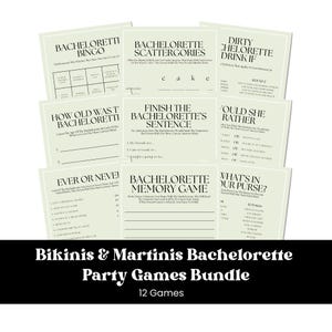 Bikinis and Martinis Bachelorette Party Games Bundle Tinis and Kinis Digital Download Beach Bachelorette Dirty Martini Bach Weekend Mexico