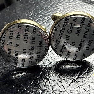 Biblical Scripture Cufflinks | Handmade Christian Gift | Handcrafted Vintage Scripture Cufflinks | Faith-Based Groom or Pastor Gift