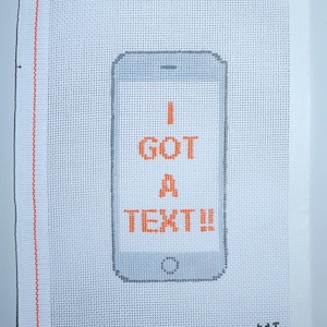 I Got A Text Love Island | Hand-Painted Needlepoint Canvas | 18 Mesh | Made to Order  | Canvas Only