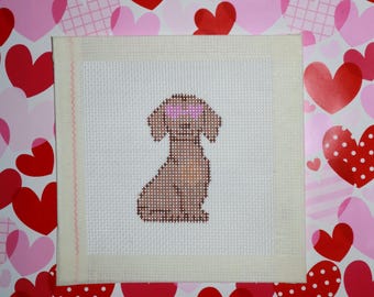 Dachshund Love Pup | Hand-Painted Needlepoint Canvas | 13 or 18 Mesh | Made to Order | Canvas Only