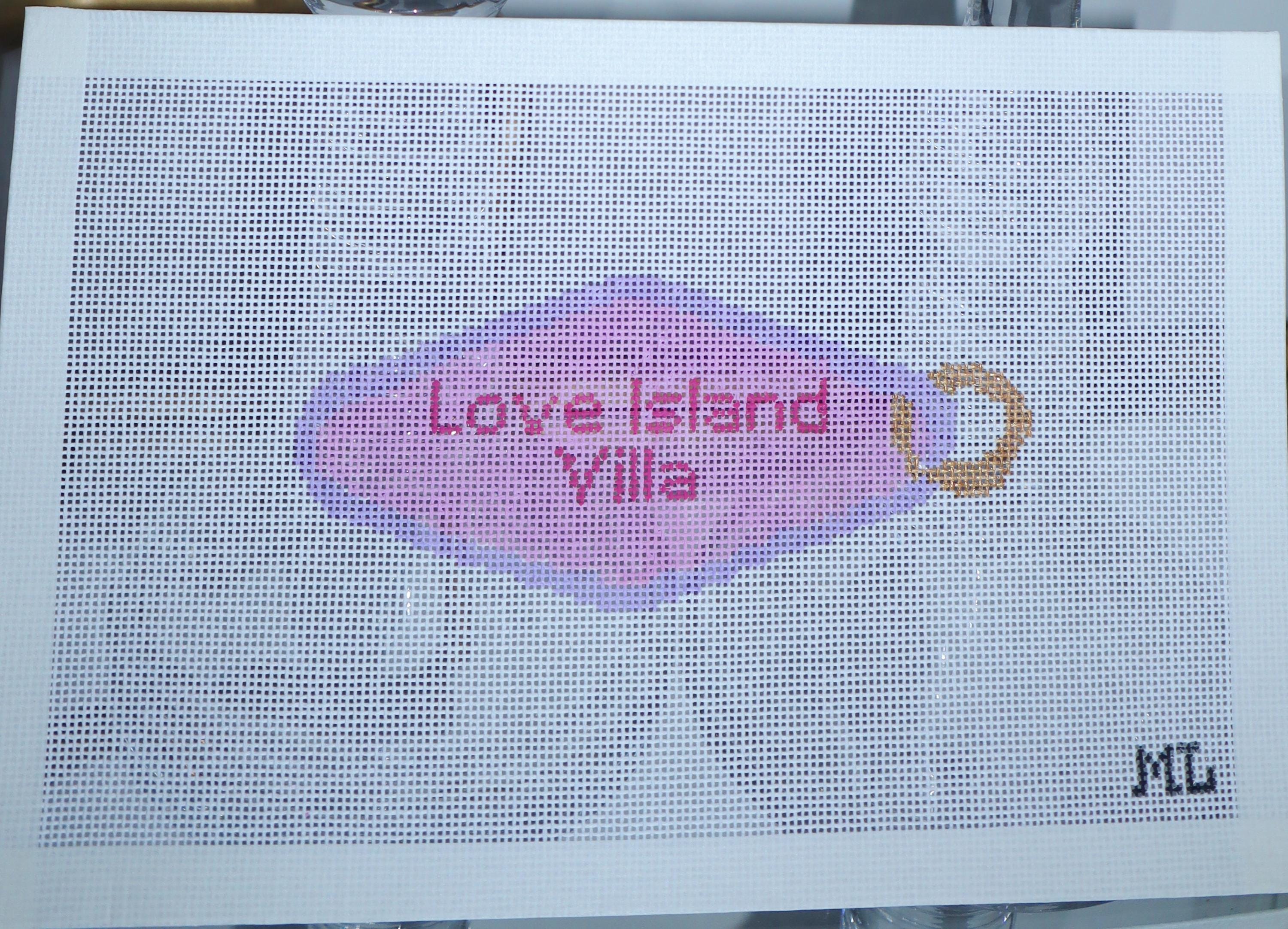 Love Island Villa Keychain | Hand-Painted Needlepoint Canvas | 18 Mesh | Made to Order  | Canvas Only