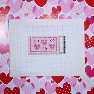 XOXO Matchbox | Hand-Painted Needlepoint Canvas | 13 or 18 Mesh | Made to Order | Canvas Only