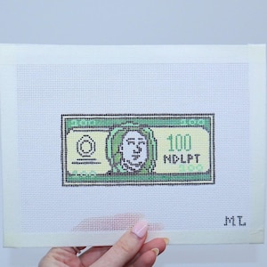 NDLPT Money | Hand-Painted Needlepoint Canvas | 13 Mesh or 18 Mesh | Made to Order  | Canvas Only