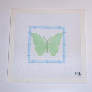 Green Butterfly | Hand-Painted Needlepoint Canvas | 18 Mesh | Made to Order  | Canvas Only