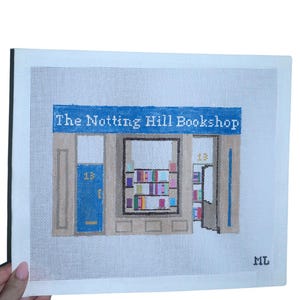 Notting Hill Bookshop | Hand-Painted Needlepoint Canvas | 18 Mesh | Made to Order  | Canvas Only