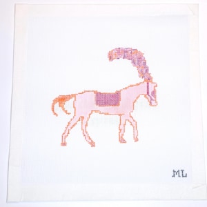 Party Horse | Hand-Painted Needlepoint Canvas | 18 Mesh | Made to Order  | Canvas Only