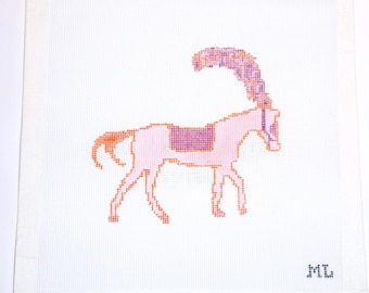 Party Horse | Hand-Painted Needlepoint Canvas | 18 Mesh | Made to Order  | Canvas Only