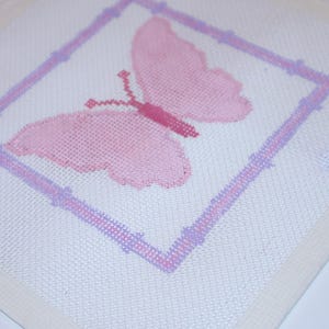Pink Butterfly | Hand-Painted Needlepoint Canvas | 13 Mesh | Made to Order  | Canvas Only