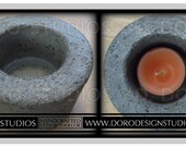 Tea Light / Votive Candle Holder : Handcrafted Concrete Decor - Beige / Gray Color