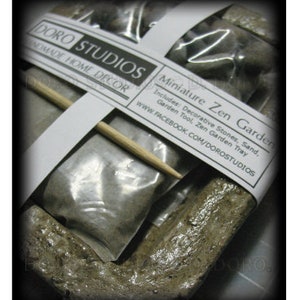 Handcrafted Miniature Zen Garden Kit: Stone Tray, Sand & Stones
