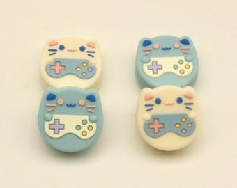 Cute Game Cat Duimgreepdoppen voor schakelaar / Switch Lite / Switch OLED - Joy-con siliconen hoes - Joystickdoppen - Schakelaaraccessoires