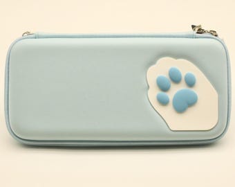Blue Cute Cat Paw Switch / Switch Lite / Switch OLED Case -  Cute Cat Switch Carrying Case  - Switch / Switch OLED Accessories