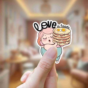 Cute Food-Themed Kiss-Cut Stickers, Love is Foods, Fun Décor for Laptops, Scrapbooking, Gift for Food Lovers, Playful Art
