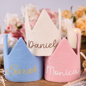 Corona ricamata per bambini e compleanni, regali personalizzati per neonati, ricordo per la prima festa di compleanno, corona di compleanno neutra