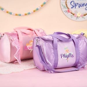 Borsa da viaggio personalizzata per ballerina di danza classica, borsa da ballo a tracolla personalizzata, borsa con nome per danza classica, regalo per baby shower, regalo per bambini, regalo di danza per ragazze