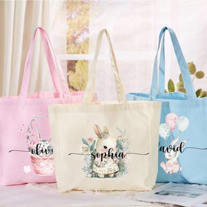 Easter basket personalized,Easter Bucket with Name, Monogram Easter Bag, Custom Name Basket, Bunny Bag, Gifts for Kids ,Easter Basket ideas