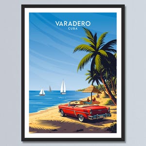Varadero Cuba Travel Poster Cuba Wall Art Caribbean Coastal Town Art Print Vacation Gift Retro Varadero Beach Decor Gift For Traveler