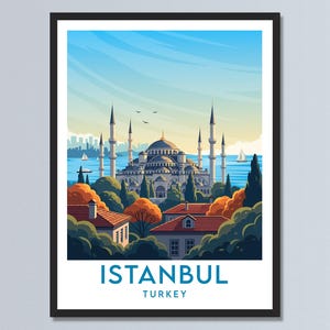 Istanbul Turkey Travel Poster Turkey Wall Art Blue Mosque Istanbul Illustration Istanbul City Skyline Art Personalized Gift For Traveler