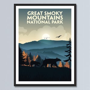 Great Smoky Mountains Nationalpark Poster | Vintage Landschaft Natur Reise Kunst | Personalisierter Druck für Zuhause, Cabin Decor & Adventure Gift